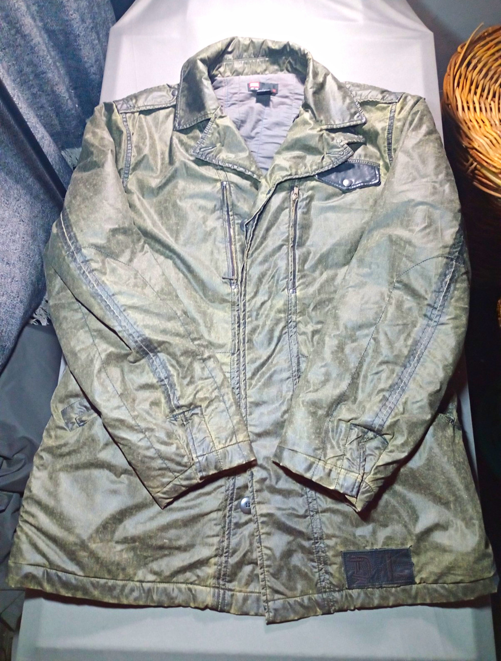 Diesel Military Jacket Men's Size 2XL Big & Tall Green Button Front Pockets